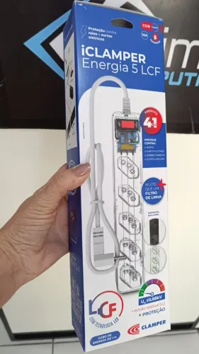 Filtro de Linha Clamper iClamper Energia 5 Portas, com DPS e Proteção contra Raios Surtos