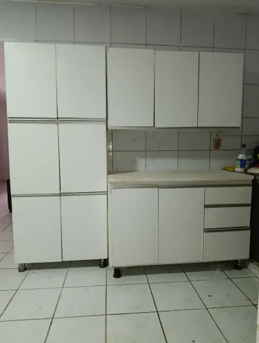 Armário de Cozinha Modular 100% MDF Branco + Balcão