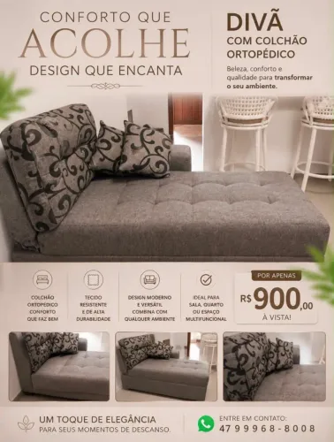 Divã com colchão ortopédico 