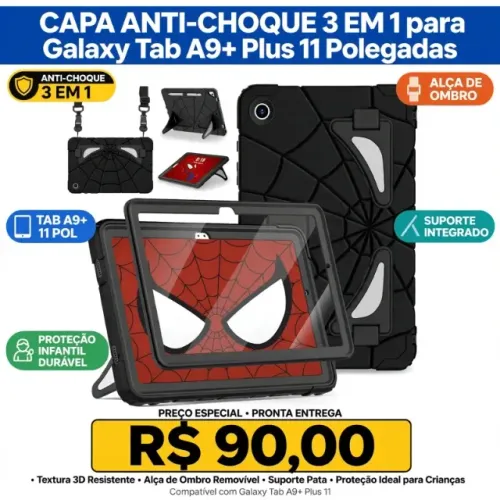 Capa Anti-choque 3 em 1 para Galaxy Tab A9+ Plus 11 Polegadas