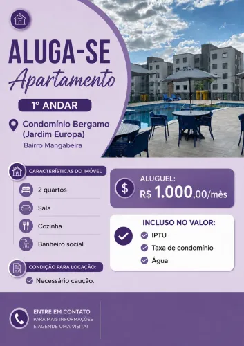 ALUGO OU VENDO APARTAMENTO NO CONDOMÍNIO BERGAMO
