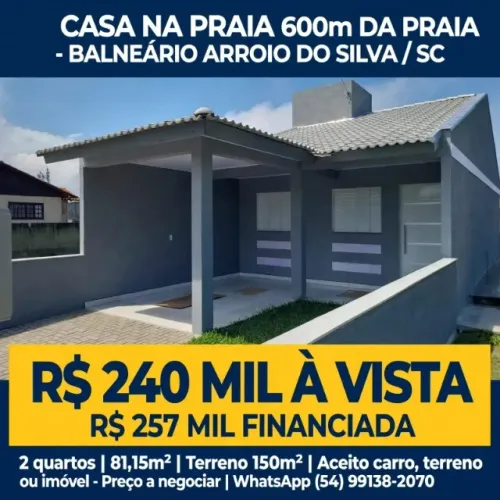Casa Praia, 2 quartos em Balneario Arroio do Silva/SC