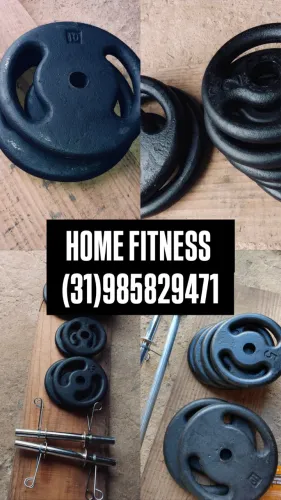 Anilhas Barras e Halteres Para Treino musculação