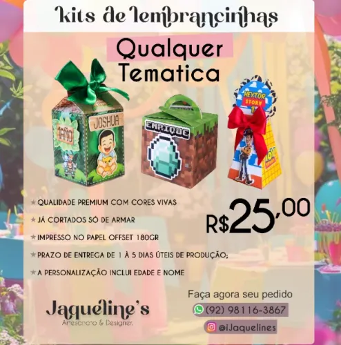 Kits de lembrancinhas para aniversario (10und/c)