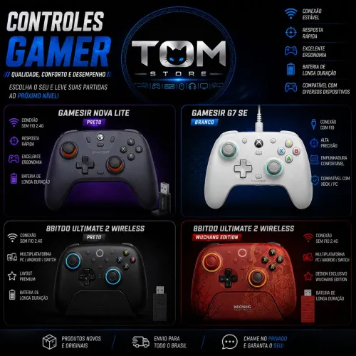 CONTROLES GAMER GAME SIR E 8BITDO - NOVOS | PRONTA ENTREGA