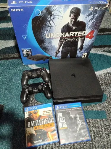 Ps4 - Slim - 2 Controles e 2 Jogos (com defeito)