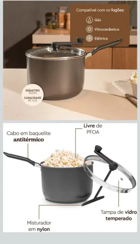 NOVO Pipoqueira BRINOX 5,5L 22cm diâmetro