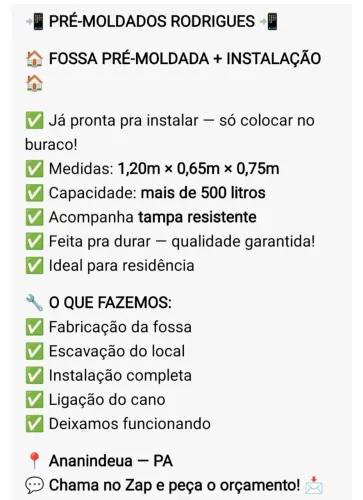 Fossa premoldada+ instalação