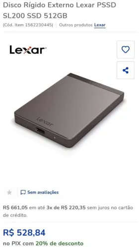 SSD Externo 512GB ultra rápido Lexar LS200