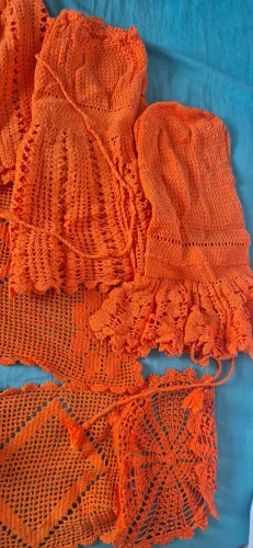 Conjunto de Croché para Cozinha Laranja 13 peças.