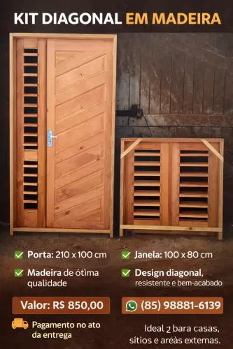 Kit de portas e janelas de madeira 