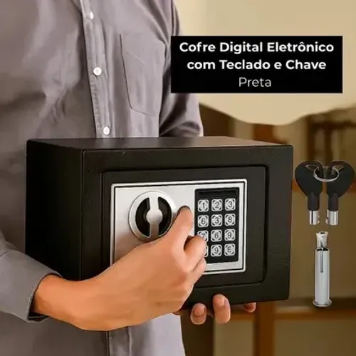 Cofre Seguro Digital com Código de 3 a 8 Dígitos 17x17x23cm Pronta Entrega