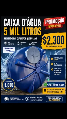 CAIXAS D'ÁGUA de 5 mil litros