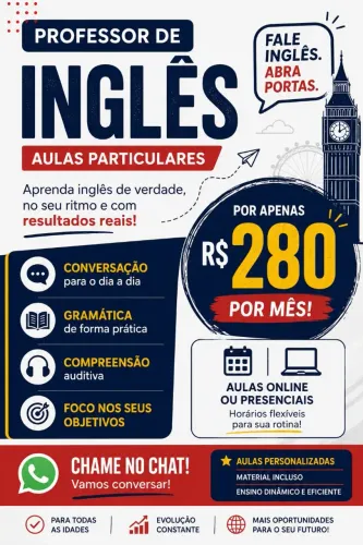 Aulas de inglês - tutoria de estudo