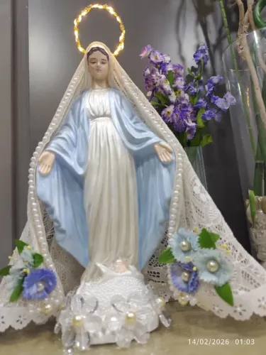 Arte Sacra - Nossa Senhora das Graças - 35 cm com Auréola iluminada