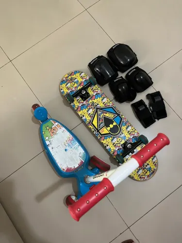Kit skate iniciante e patinete infantil