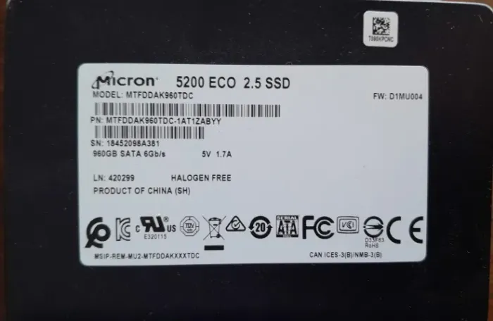 Armazenamento Ssd micron 960gb