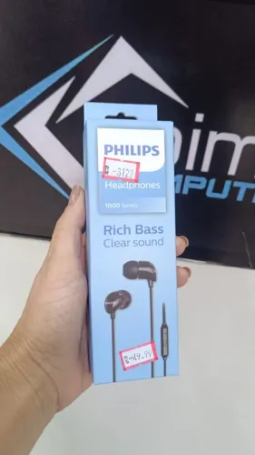 Fone de ouvido com microfone intra, Com Fio Preto, TAE1126, Philips - Loja Coimbra Entrega