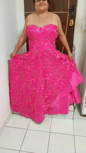 Vestido longo Rosa Debutante veste tamanho 44