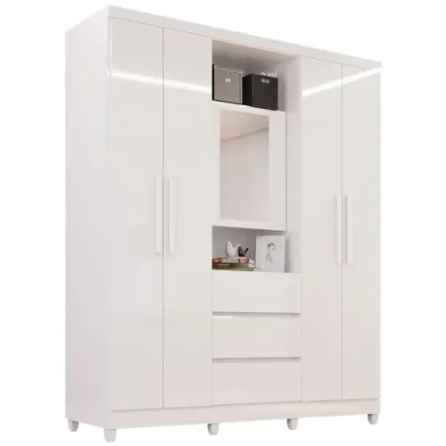 Guarda Roupa Capelinha Master Solteiro com Espelho 5 Portas 3 Gavetas / pronta entrega 