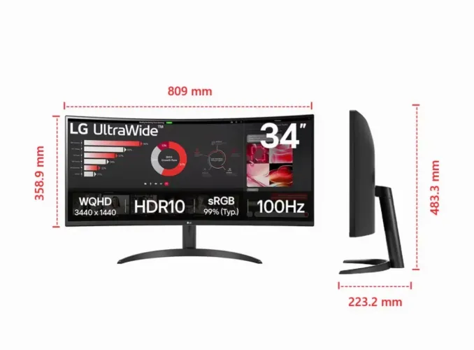 MONITOR LG ULTRAWIDE 34 WQHD CURVO - NOVO