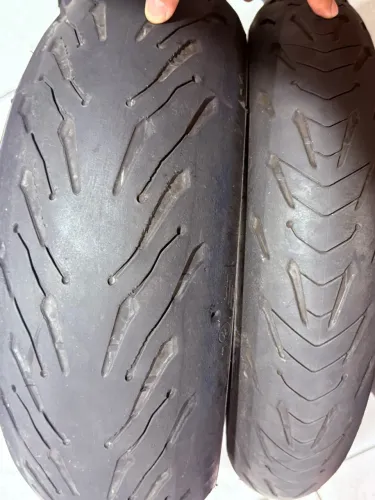 Par de pneus michelin traseiro 190/55/17 dianteiro 120/70/17