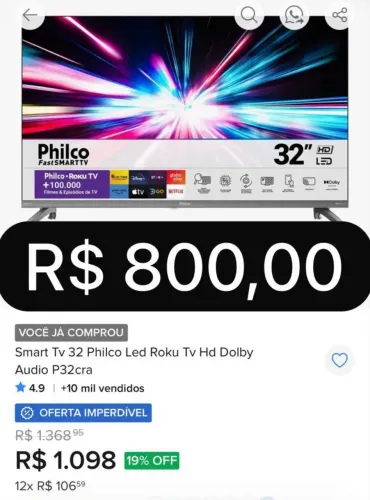 Tv Philco 32 NA CAIXA