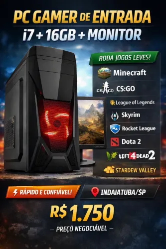 PC Gamer de Entrada - i7 + 16GB + Monitor