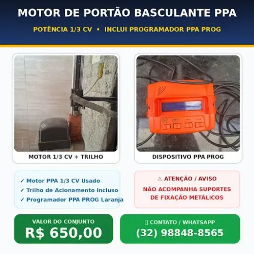 Motor PPA Basculante 1/3 CV Completo com Trilho e Prog PPA