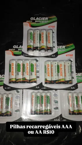 Kit com 4 Pilhas recarregáveis AAA ou AA