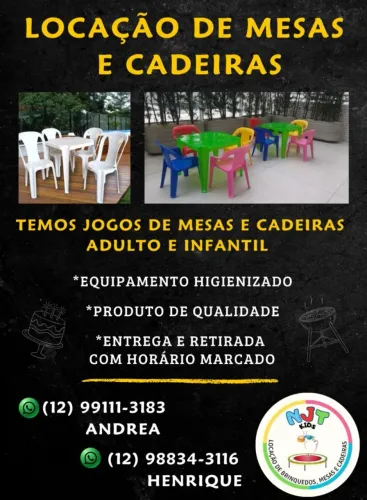 Locação de mesas e cadeiras