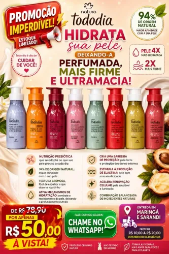 Hidratante Natura Tododia 400ml Original | Pele Macia e Perfumada | Promoção R$50