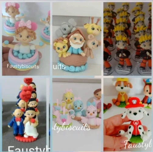 Apliques personalizados feitos com biscuits para caixinhas acrílicas e caixinhas cenário