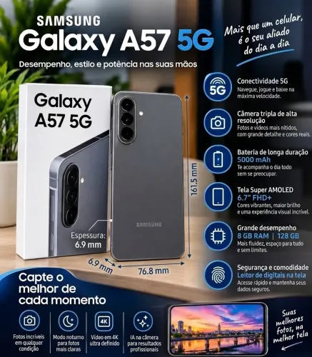 Samsung Galaxy A57 (8ram,128GB), novo, sou de Jandira
