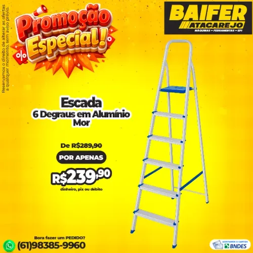 Escada em Alumínio 6 Degraus Mor
