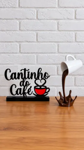 Cantinho Do Café Letreiro + Xícara Flutuante Decoração Café