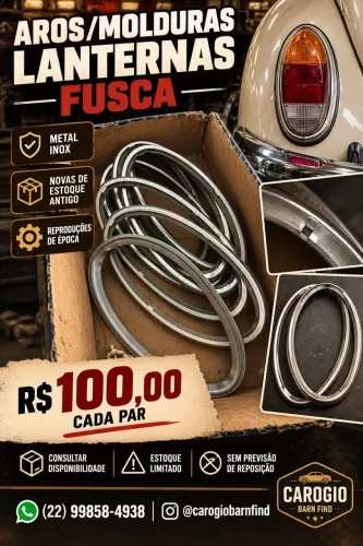 Par Aros/Molduras Metal/Inox Lanternas Fusca Novos Estoque Antigo