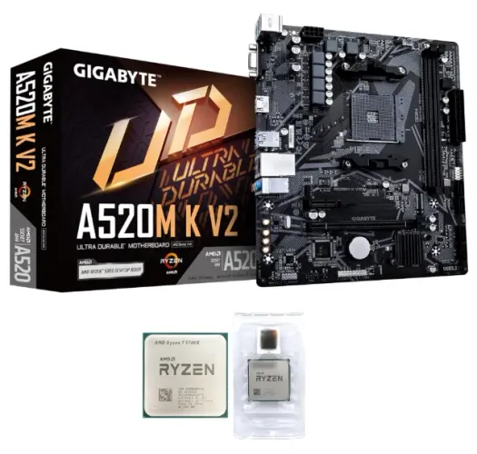 Kit Upgrade Ryzen 7 5700X + Placa Mãe Gigabyte A520M K V2