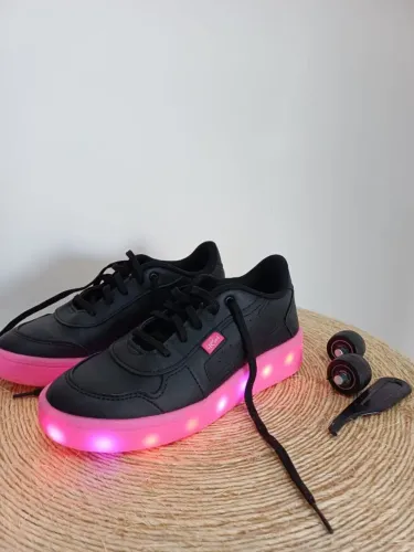 tênis rodinha preto/pink kidy - tamanho 33/4