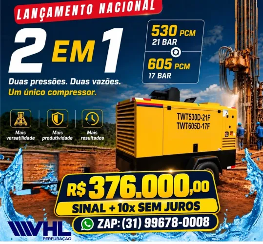 Compressor para poço 2 em 1 lançamento nacional
