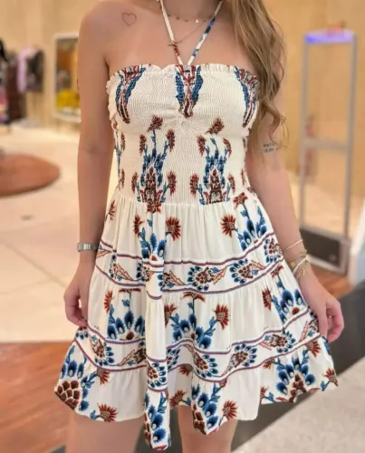 Vestido Curto Indra Farm Rio Off White - Novo com Etiqueta (Tam. M)