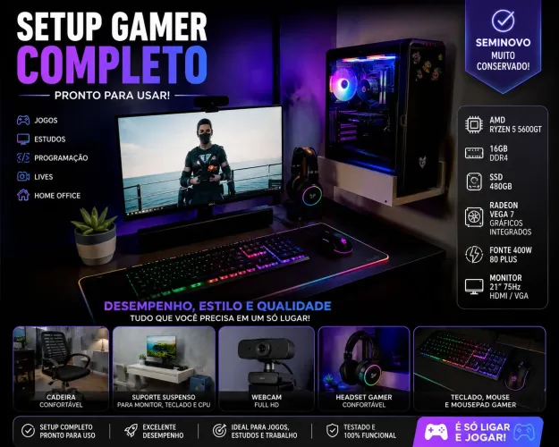 Troco PC GAMER COMPLETO por celular com volta