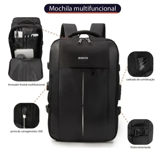 Mochila Executiva e Multifuncional Jiesipote - Estado de Nova