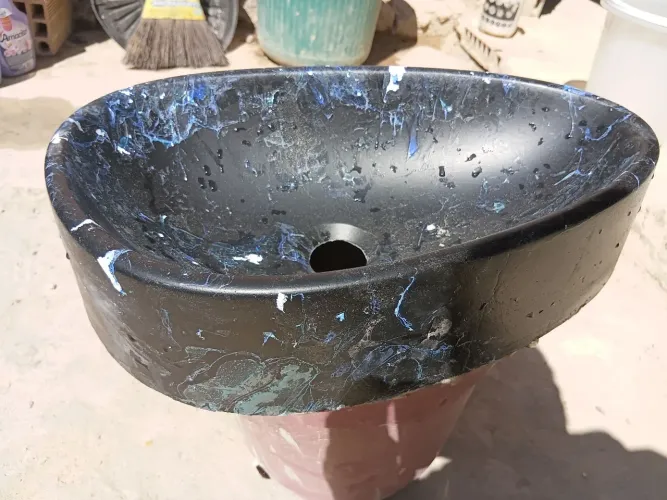 CUBA OVAL PERSONALIZADA EFEITO MARMORE