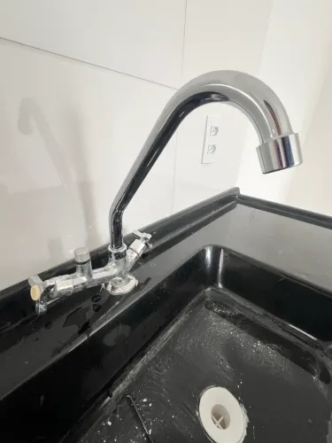 Pia sintética e torneira de cozinha 