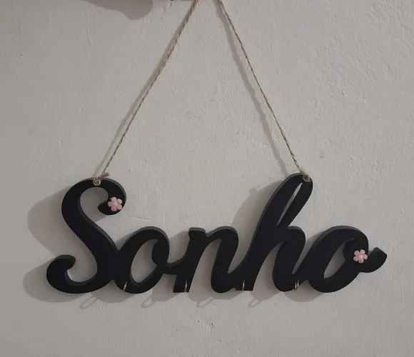 MDF porta chaves preto sonho