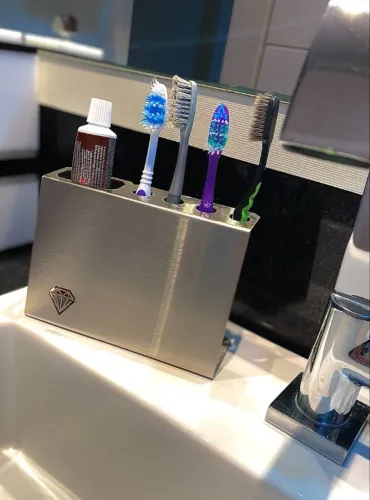Porta escova e creme dental (aço inox)