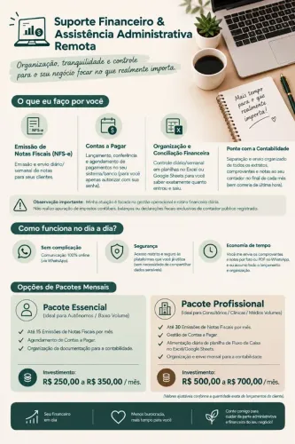 Suporte financeiro e assistente adm remoto