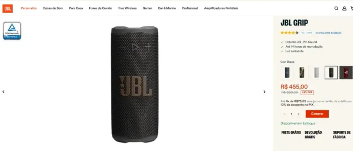 Caixa de Som JBL GRIP.