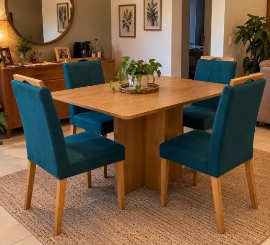 Mesa de Jantar 120x80 Com 4 Cadeiras (Produto Novo)